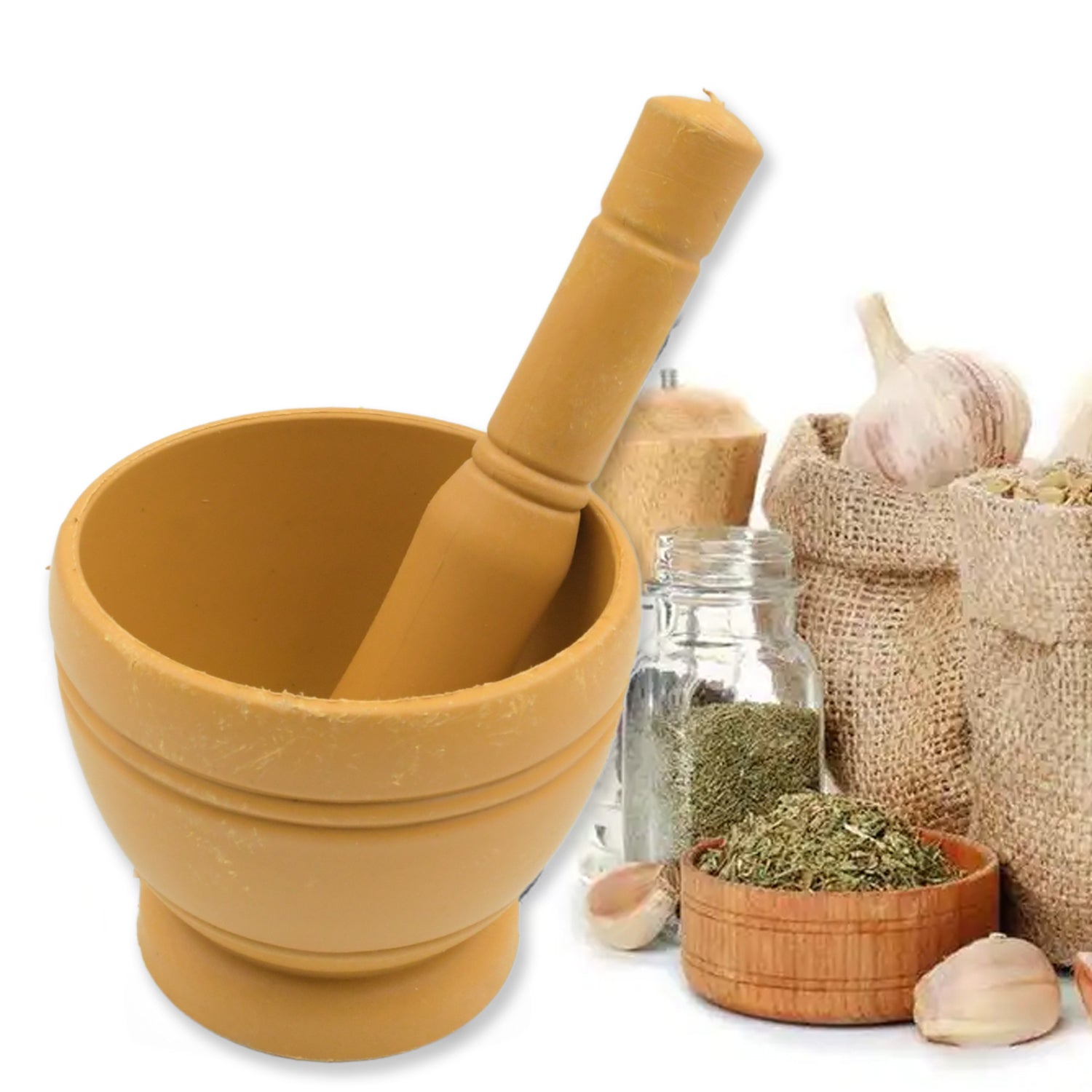 Mortar and Pestle Spice Grinder - Traditional Khalbatta for Kitchen Herb & Spice Preparation Mortar and Pestle Spice Grinder - Traditional Khalbatta for Kitchen Herb & Spice Preparation